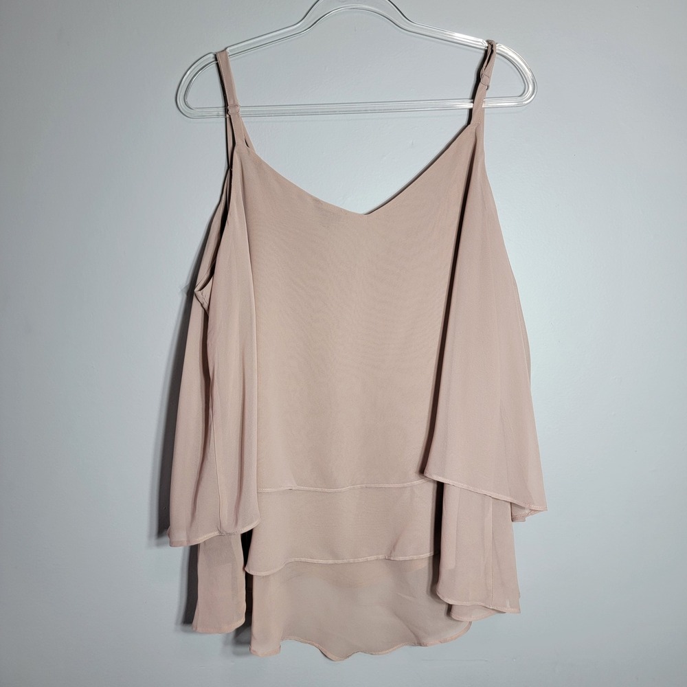 Torrid Womens Plus Size 3X Blush Pink Chiffon Tiered Cami Top Adjustable Straps - Picture 3 of 7